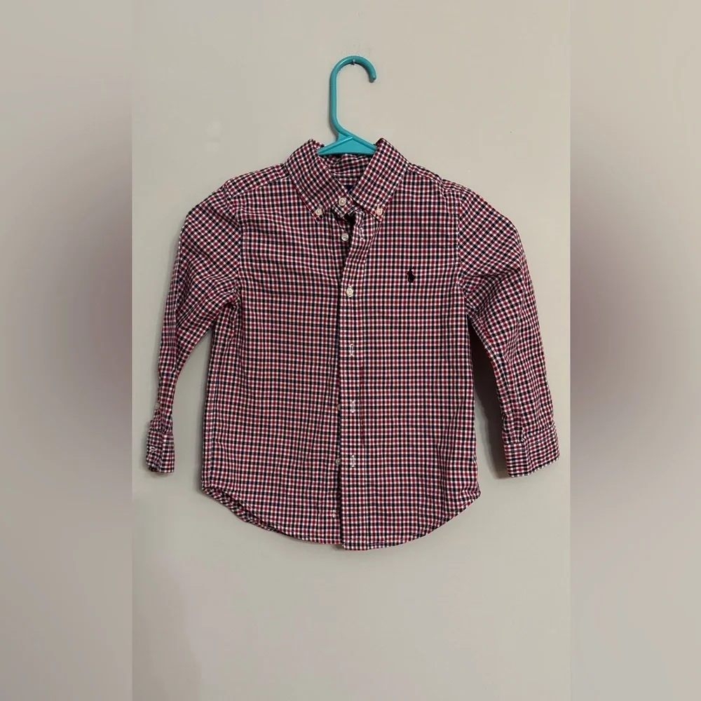 Polo Ralph Lauren boys' long-sleeve gingham button-down shirt. size 5